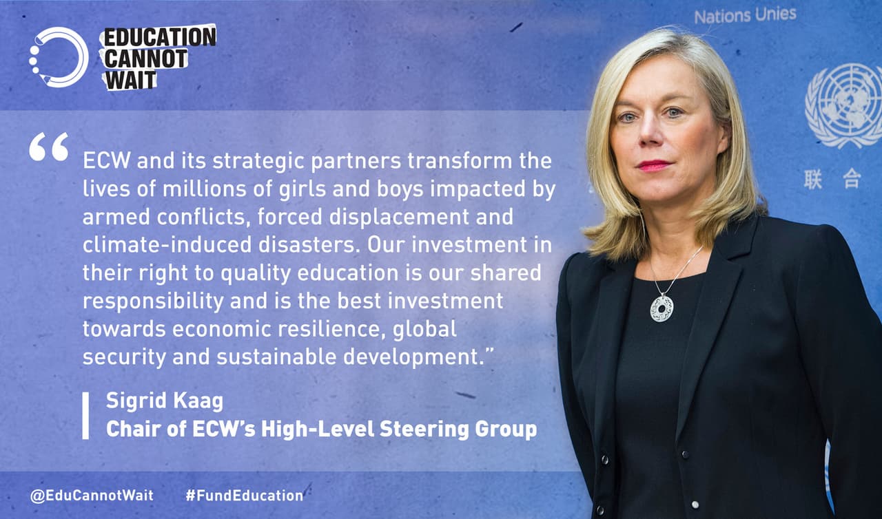 Education Cannot Wait Welcomes Sigrid Kaag of The Netherlands as New Chair of its High-Level Steering Group