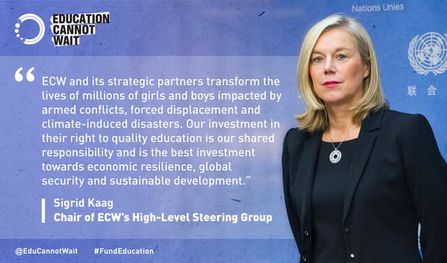 Education Cannot Wait Welcomes Sigrid Kaag of The Netherlands as New Chair of its High-Level Steering Group