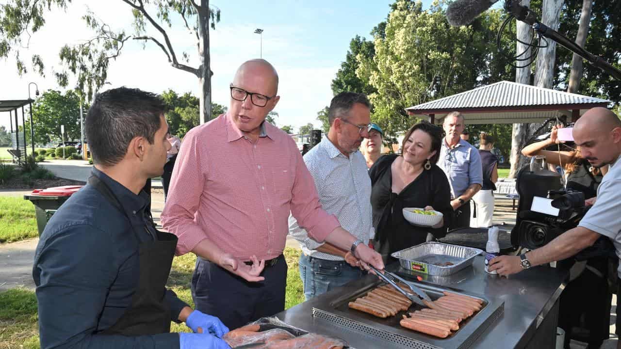 Campaign gets saucy as Dutton dons tongs to snag votes