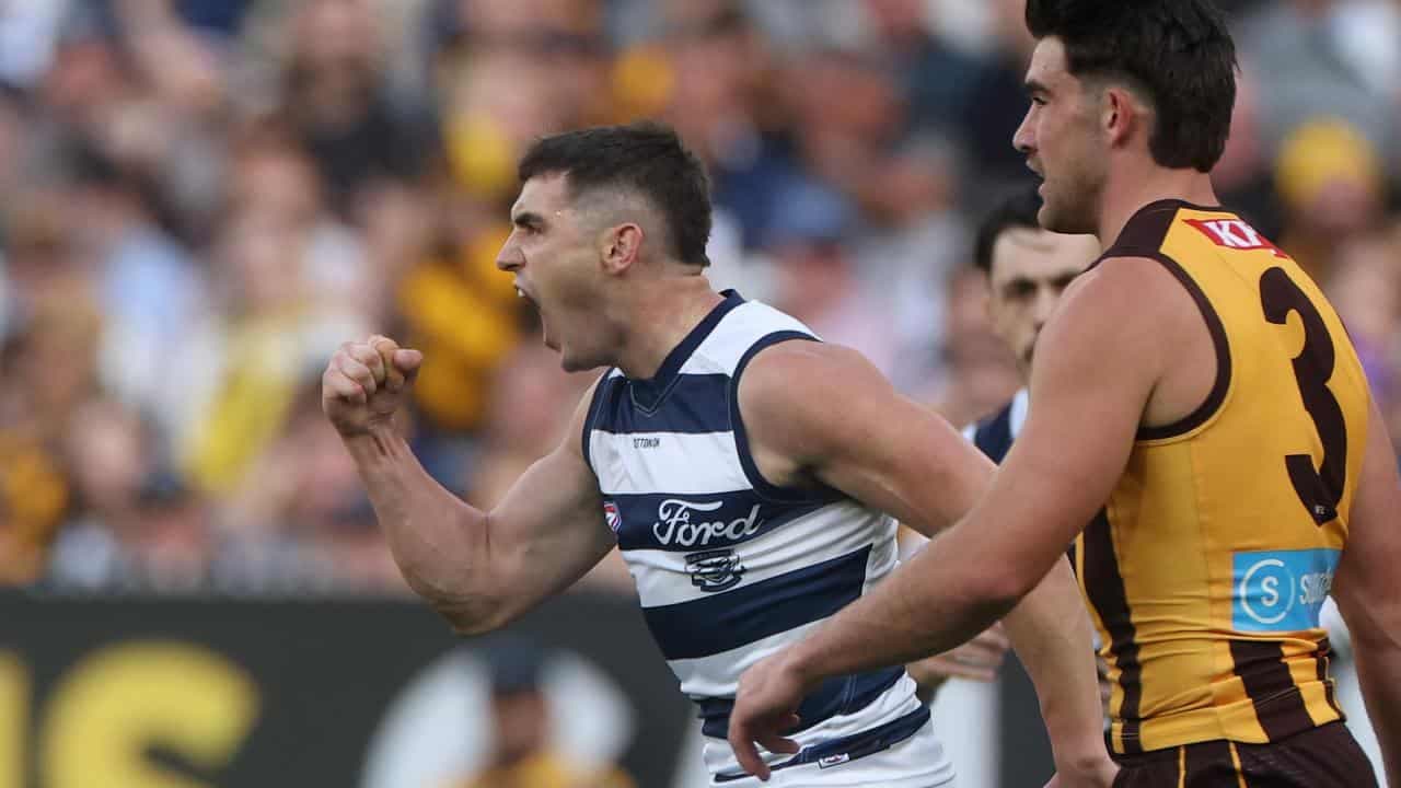 Geelong hang on for thrilling Easter Monday win