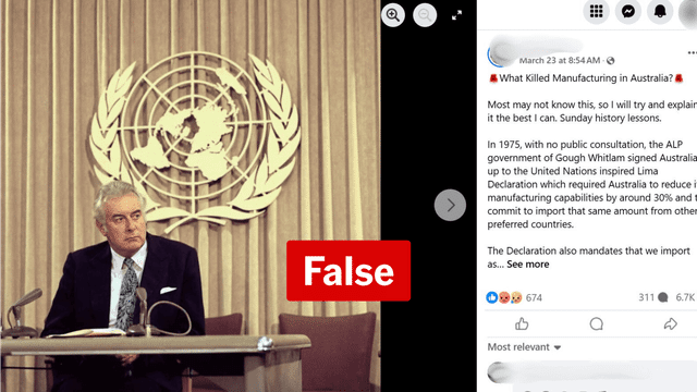 Australia's manufacturing sector wasn't killed by 1975 UN declaration