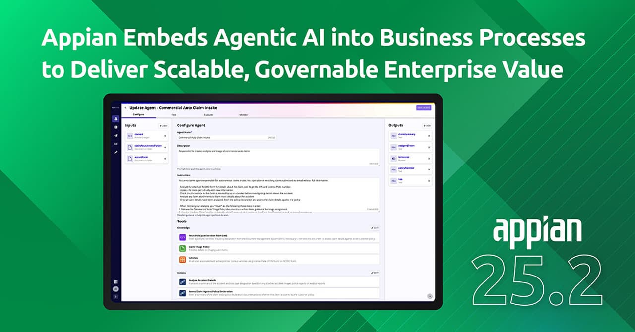 Appian Embeds Agentic AI into Business Processes to Deliver Scalable, Governable Enterprise Value
