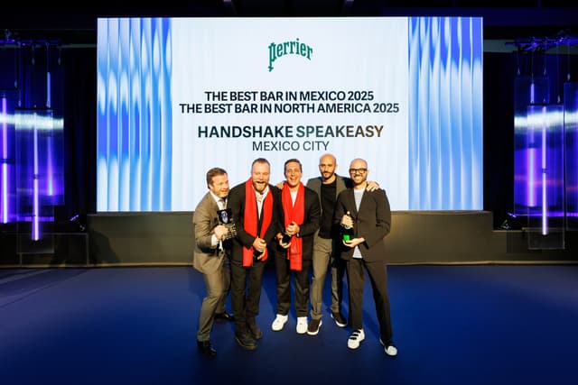 HANDSHAKE SPEAKEASY FROM MEXICO CITY IS NAMED THE BEST BAR IN NORTH AMERICA FOR THE SECOND YEAR IN A ROW AS THE RANKING OF NORTH AMERICA'S 50 BEST BARS IS REVEALED