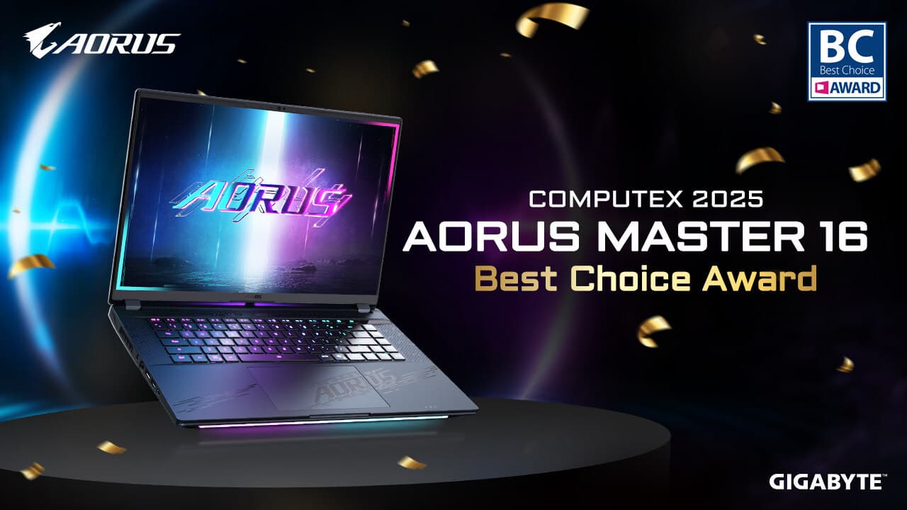 GIGABYTE AORUS MASTER 16 AI PC Wins COMPUTEX 2025 Best Choice Award for Industry-Leading Innovation