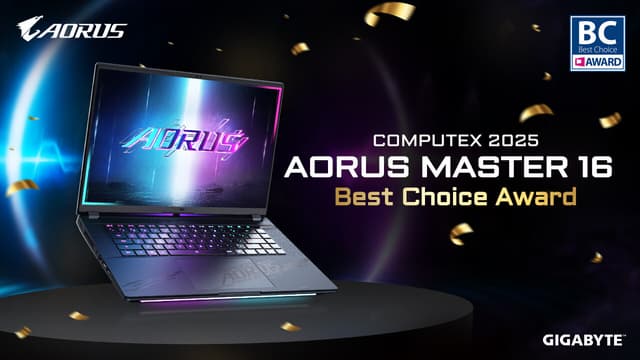 GIGABYTE AORUS MASTER 16 AI PC Wins COMPUTEX 2025 Best Choice Award for Industry-Leading Innovation
