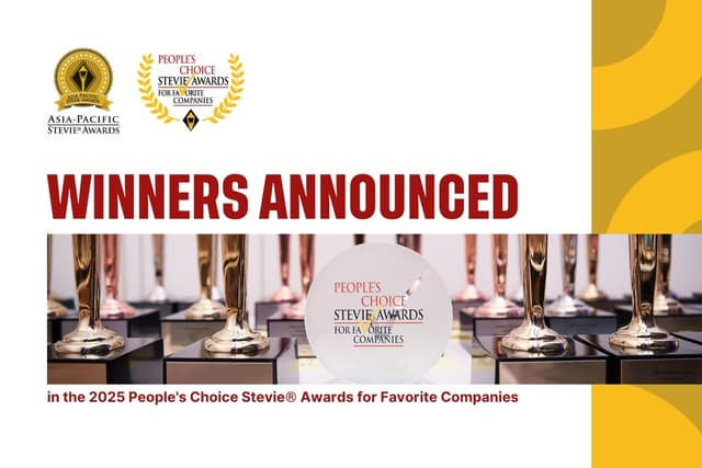 Winners Announced in 2025 People's Choice Stevie® Awards for Favorite Companies in 12th Annual Asia-Pacific Stevie® Awards