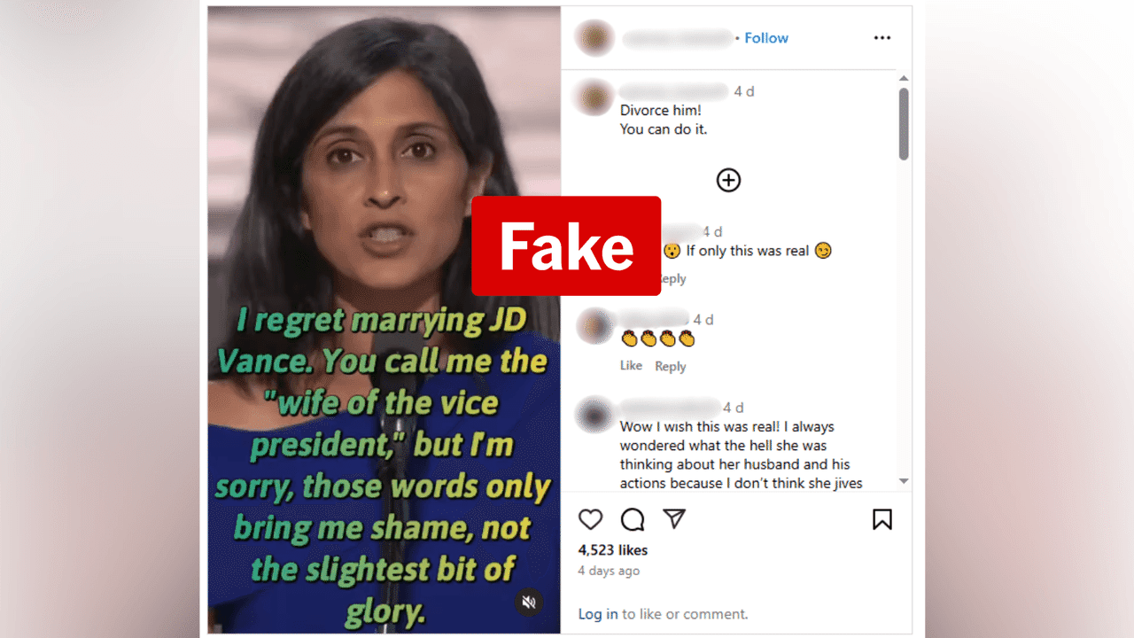 US Vice President JD Vance's wife targeted in AI deepfake video