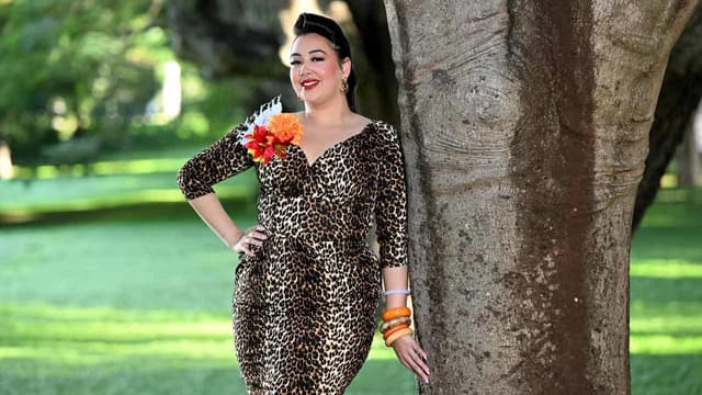 Torres Strait woman combining culture and vintage glam