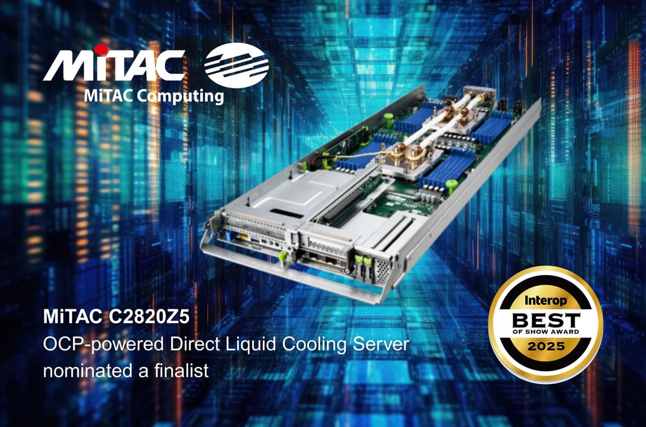 MiTAC Computing OCP-powered Direct Liquid Cooling Server Named a Finalist at Interop Tokyo 2025