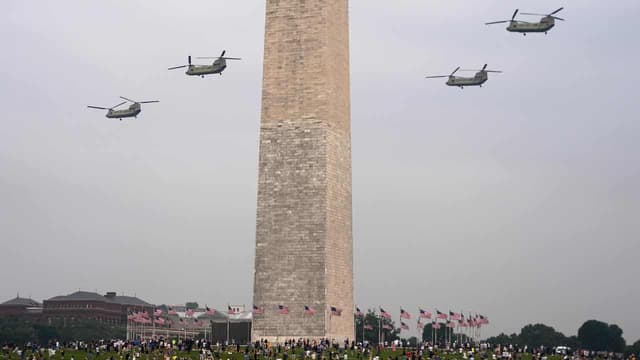 Trump's military parade rolls by on day of protests