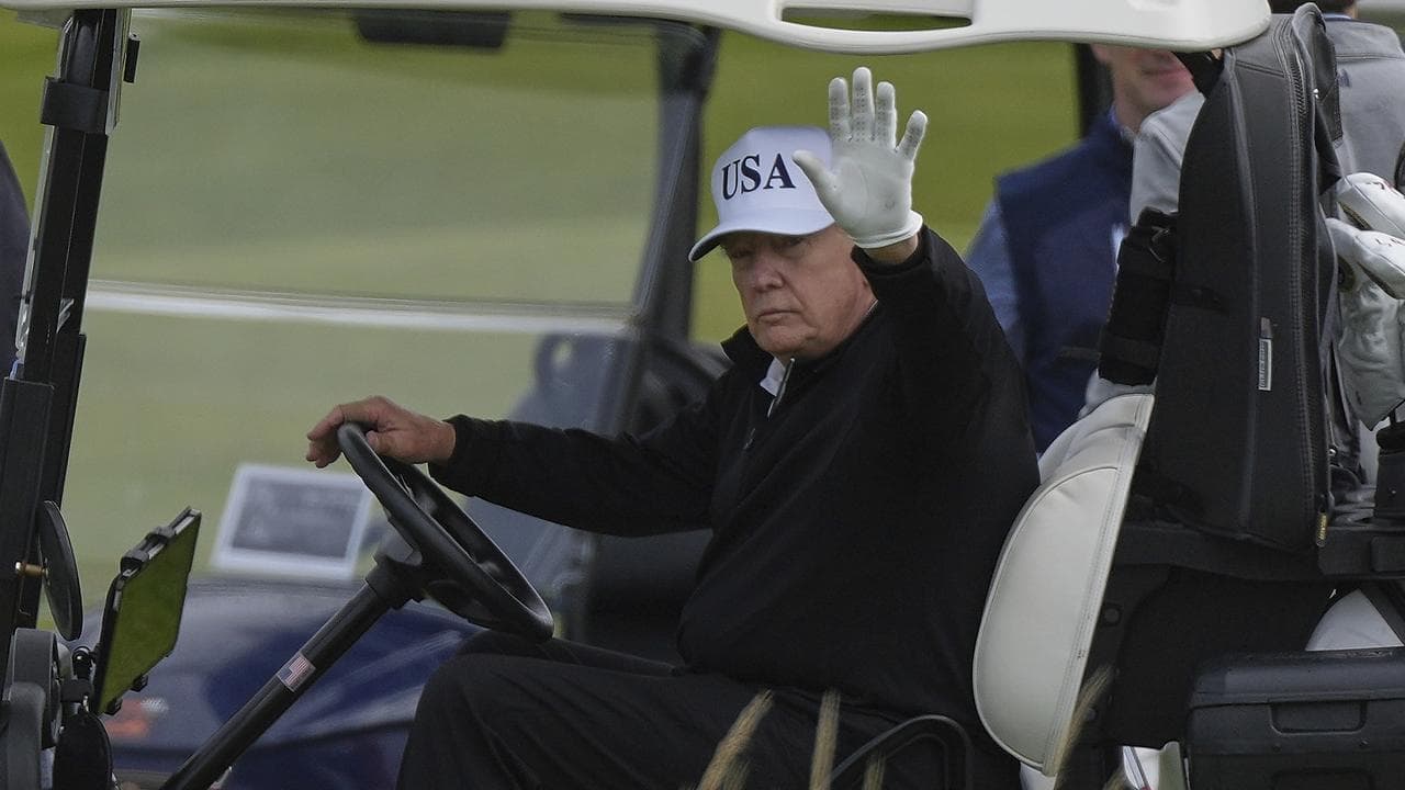 Trump golfs in Scotland as Epstein questions persist