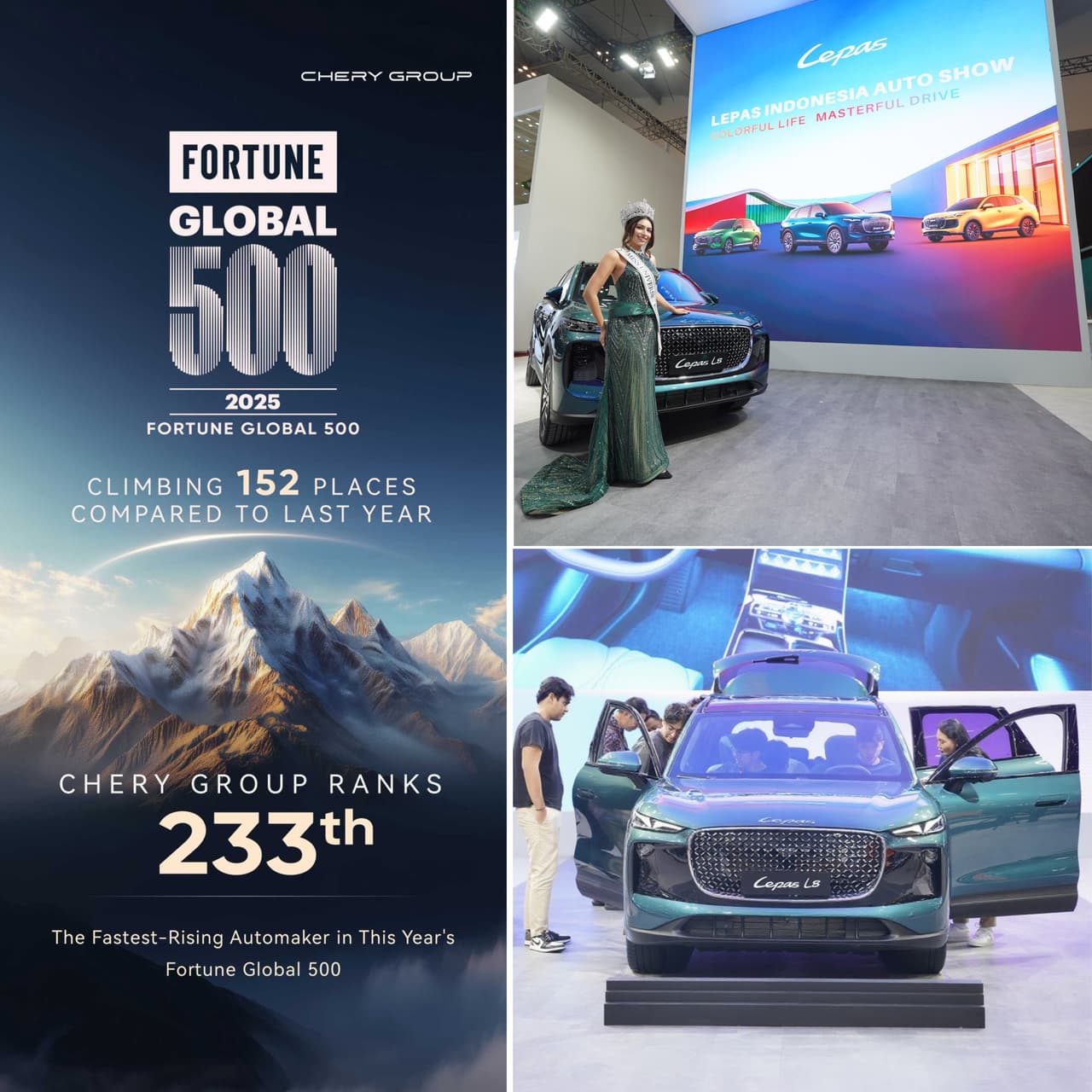 Chery Group rejoins Fortune Global 500; LEPAS debuts at Jakarta Auto Show with first overseas orders