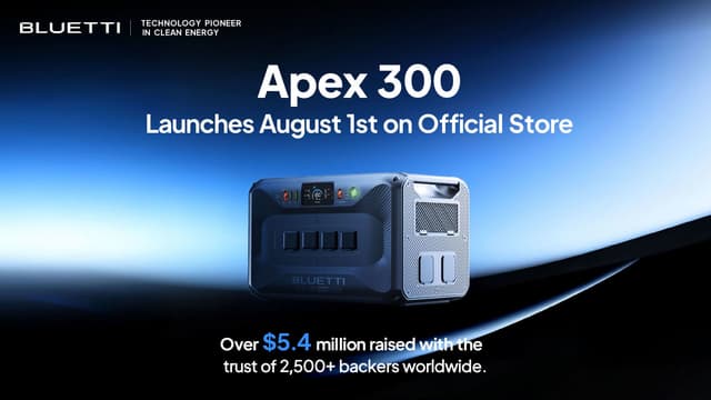 BLUETTI Apex 300 Launches in Retail After Raising $5.4M, Leading 2025's Crowdfunding Charts