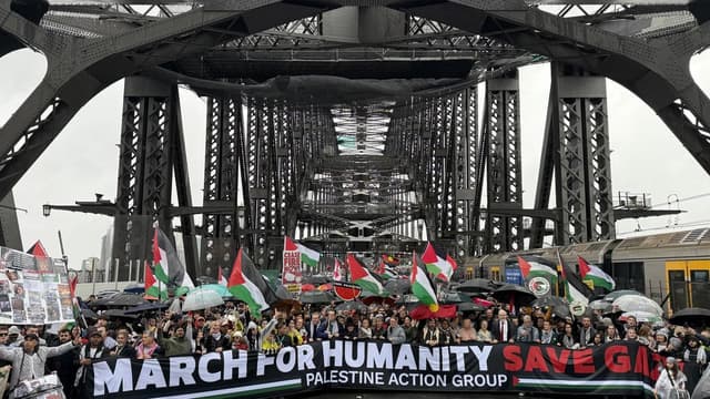 'Perilous': largest-ever Gaza protest packs bridge