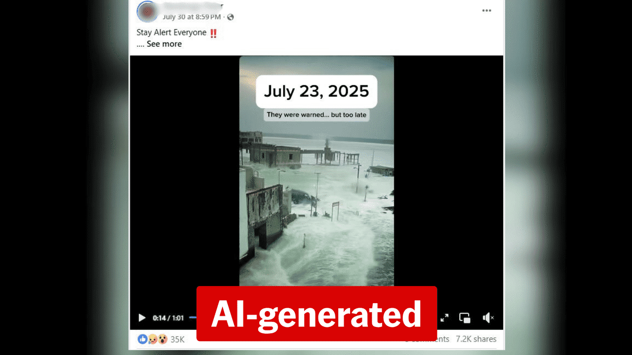 PNG social media account sharing fake tsunami footage made with AI