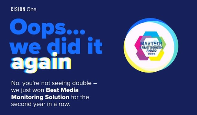 CisionOne Wins "Best Media Monitoring Solution" for Second Consecutive Year at 2025 MarTech Breakthrough Awards