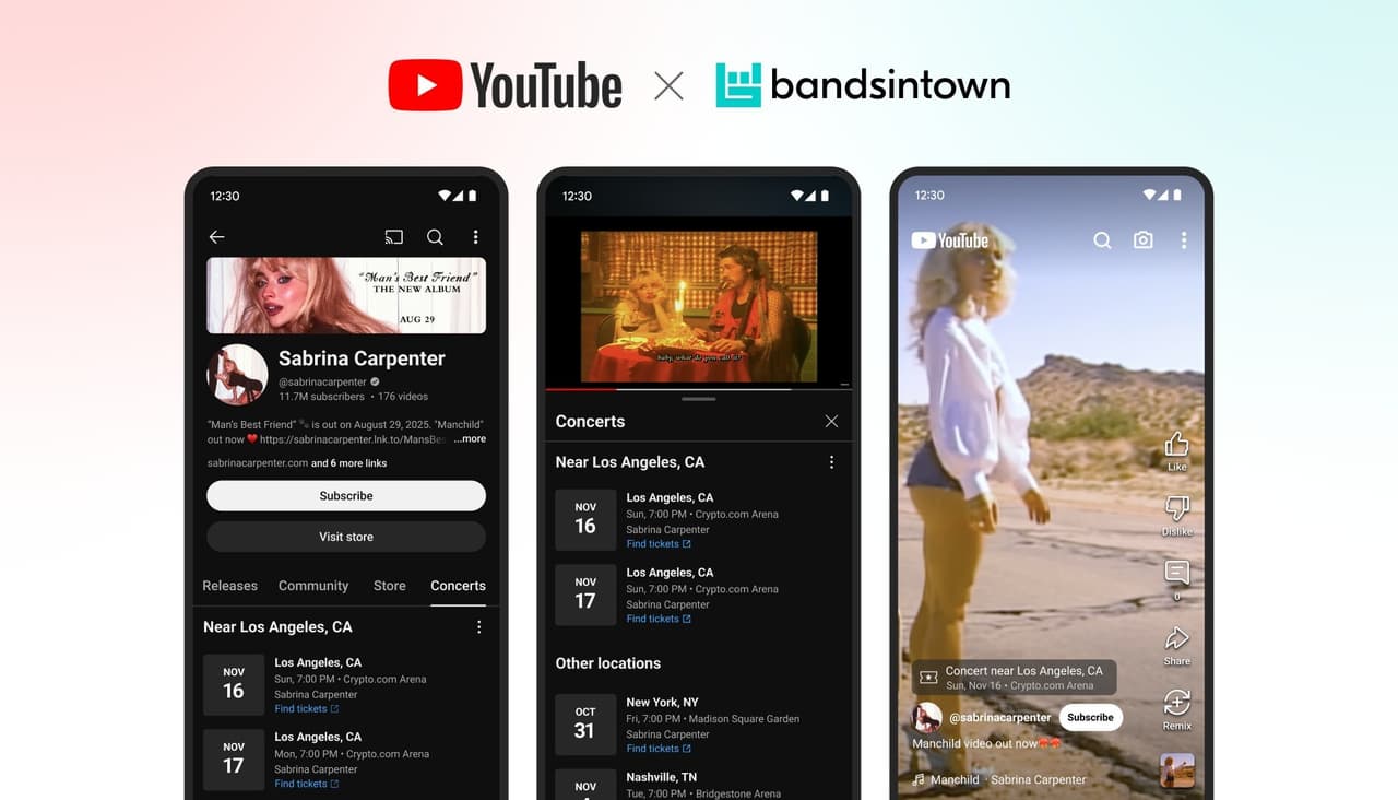 YOUTUBE AND BANDSINTOWN LAUNCH EXCLUSIVE CONCERT LISTINGS PARTNERSHIP TO TURN VIEWERS INTO CONCERTGOERS