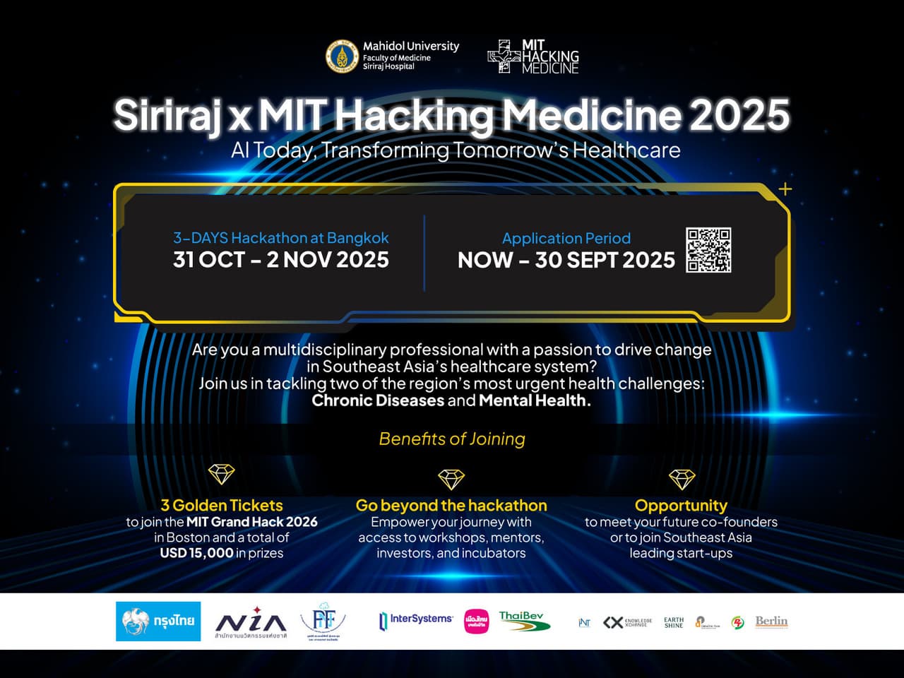 Siriraj × MIT Hacking Medicine 2025 Now Open for Applications Across Southeast Asia: A Call for Innovation to Tackle Greatest Healthcare Challenges
