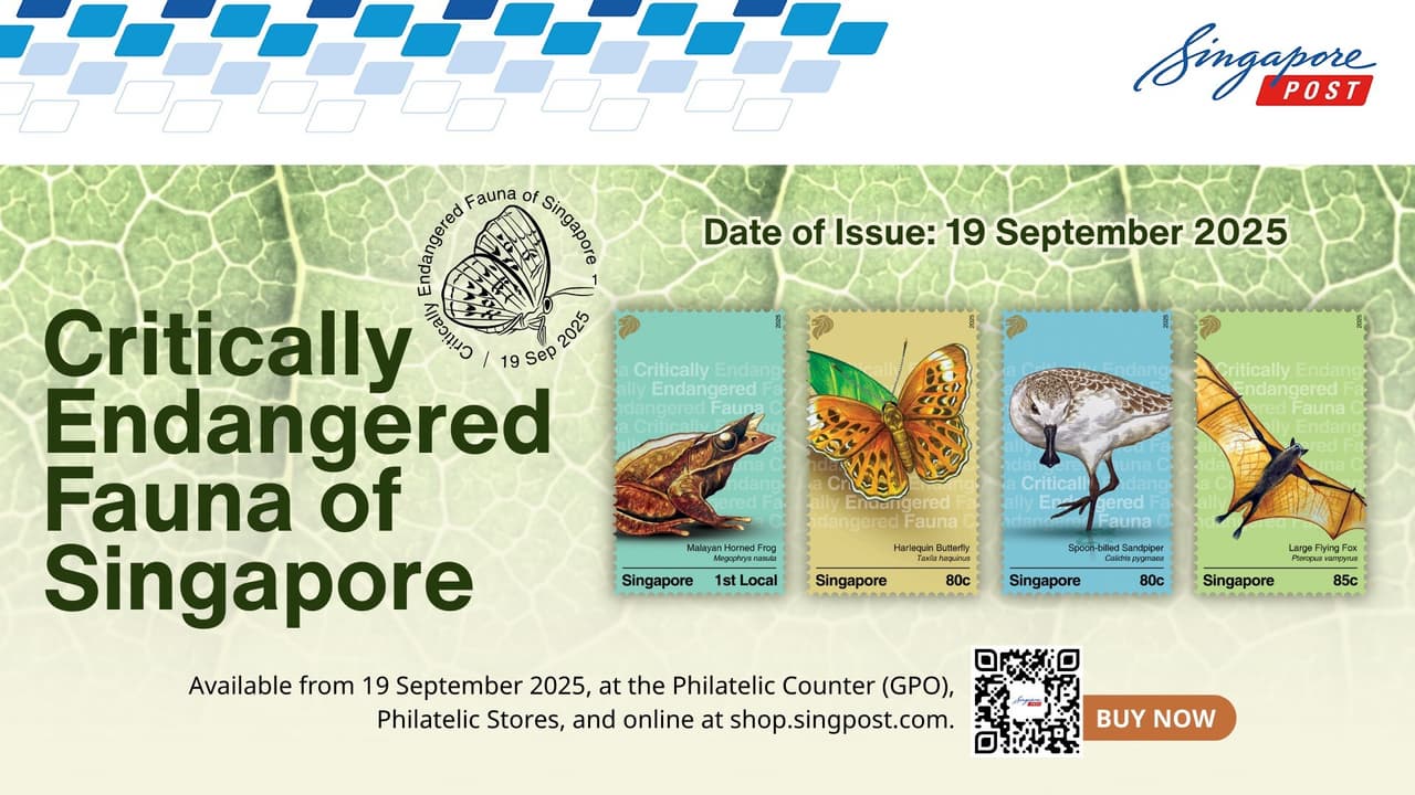 Singapore Post Issues Stamps Featuring Critically Endangered Fauna of Singapore