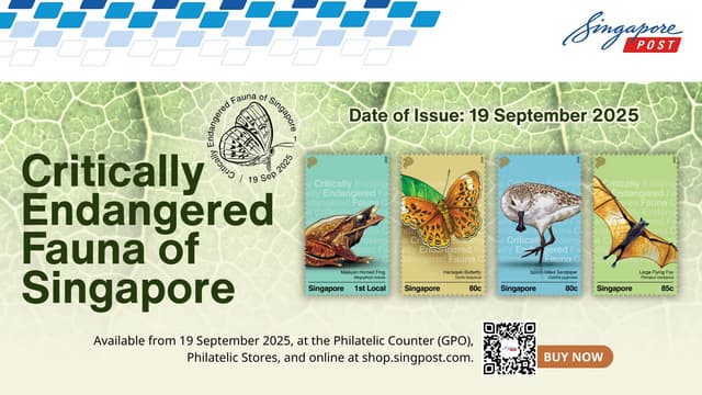 Singapore Post Issues Stamps Featuring Critically Endangered Fauna of Singapore