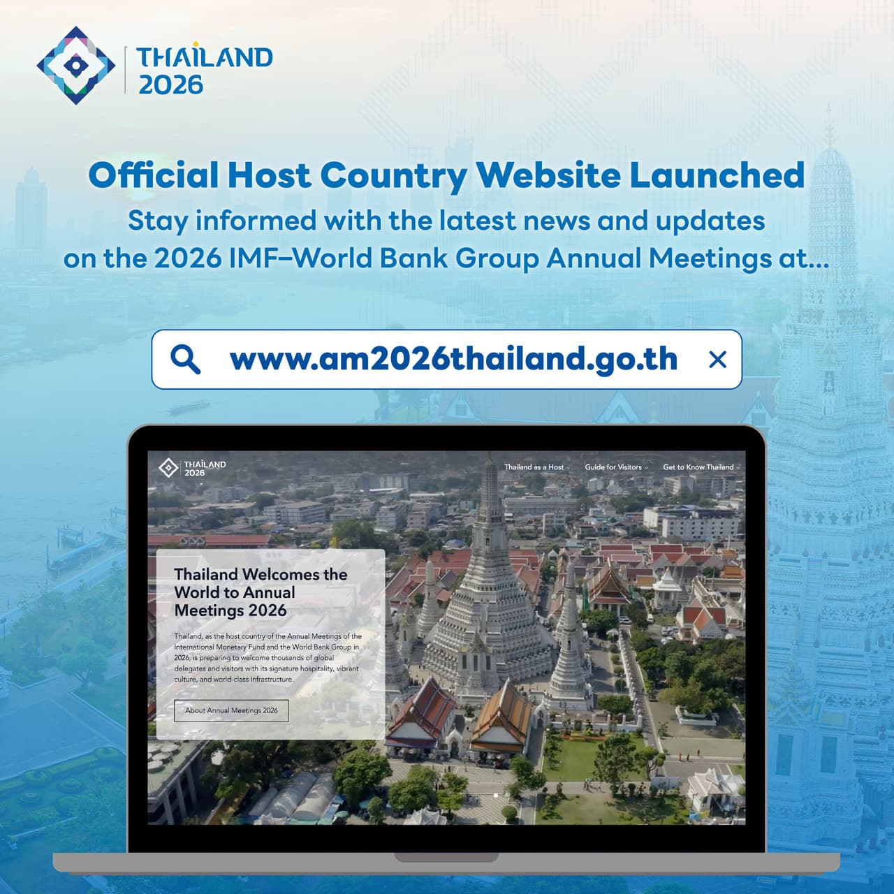 Thailand Launches Official Host Country Website for the 2026 IMF- World Bank Group Annual Meetings