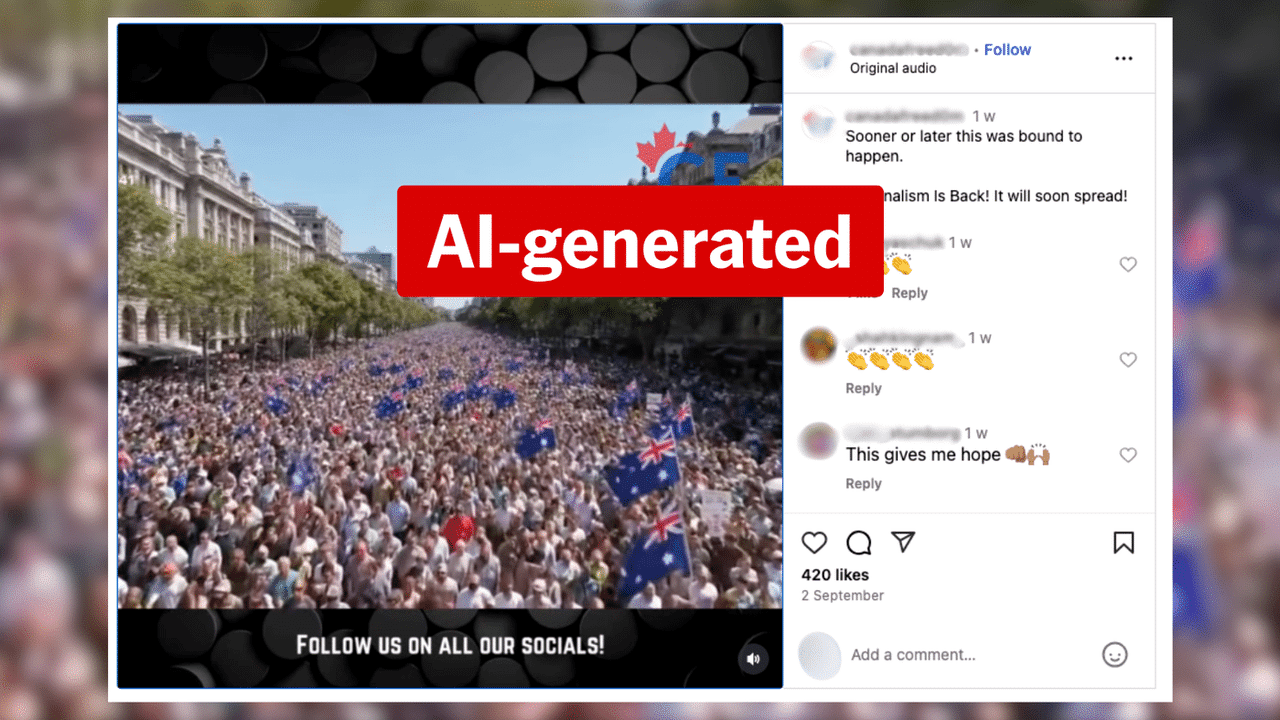 Fake video showing massive March for Australia crowds was created with AI
