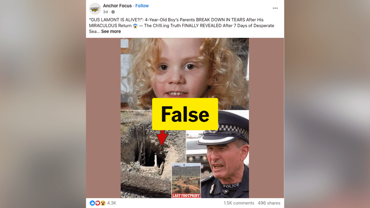 False claims about missing Gus Lamont spread on social media