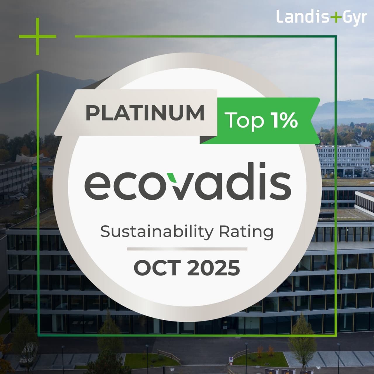Landis+Gyr Awarded EcoVadis Platinum Medal for the Second Consecutive Year for Outstanding Sustainability Performance
