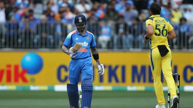 Kohli out for a duck as India crumple in the rain