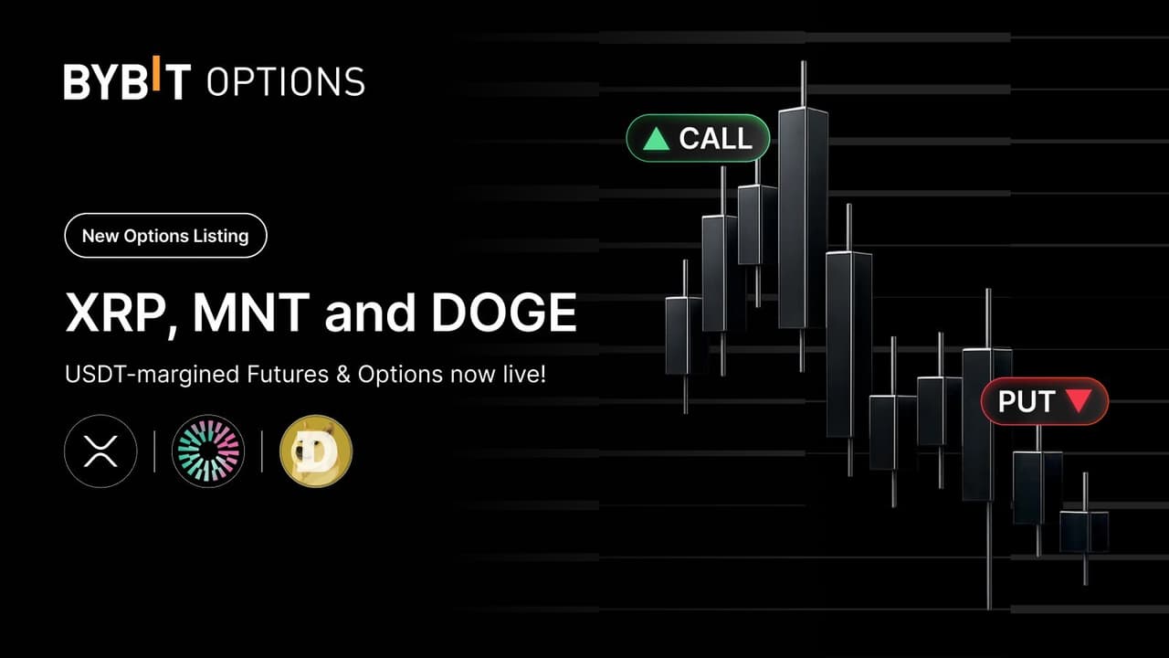 Bybit Expands Derivatives Suite with XRP, MNT, and DOGE Options Contracts