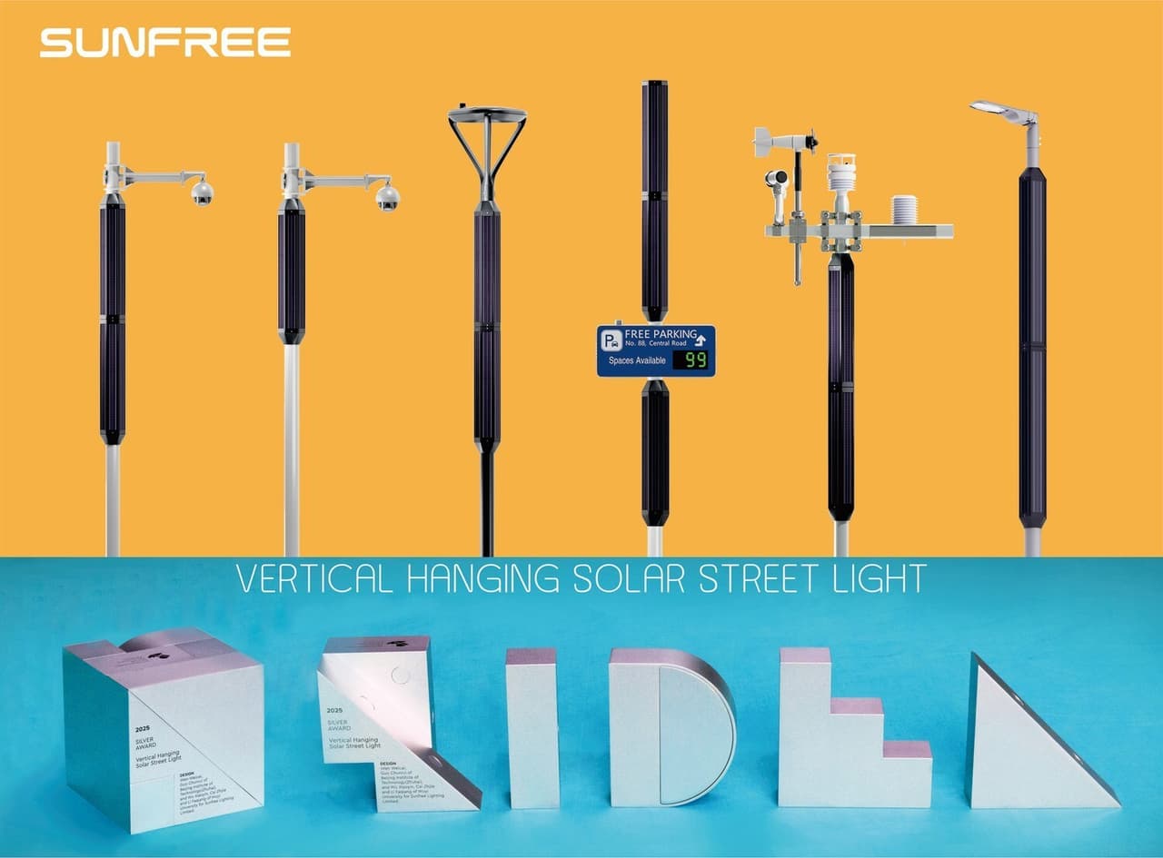 SUNFREE Wins iF 2025 Design Award and IDEA Silver Award: D4i Vertical Hanging Solar Street Light Ushers in a New Chapter for Smart Lighting