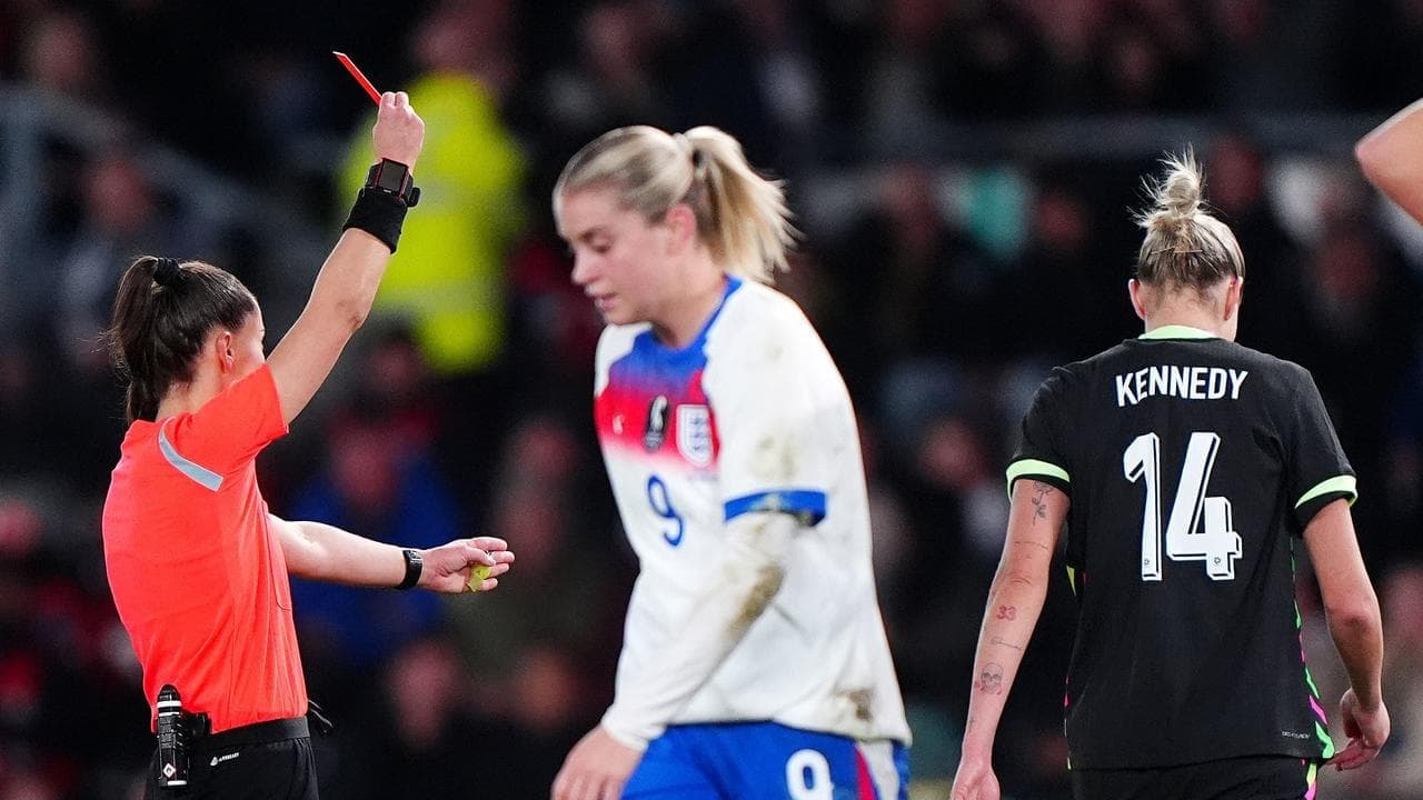 Matildas see red, beaten but not mauled by Lionesses