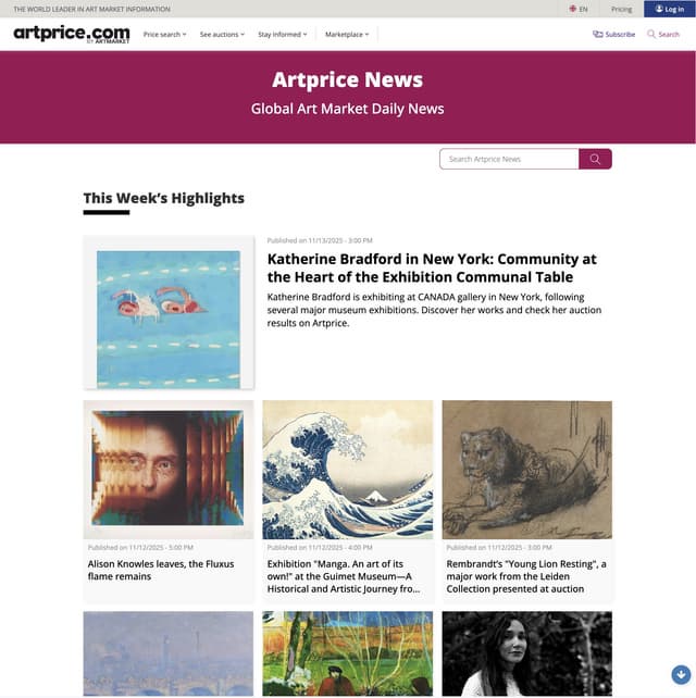 Artmarket.com news: Artprice launches Artprice News, the world's first news agency entirely dedicated to art and its market, available in 11 languages and 122 countries, with Cision PR Newswire and Perplexity AI