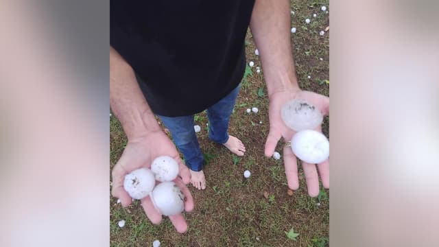 Giant hail batters communities in two states