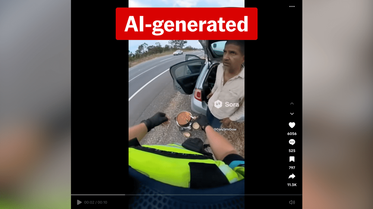 Video of police stopping roadside cook is AI