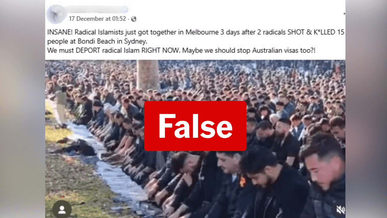 Old clip misconstrued as radical gathering following Bondi attack
