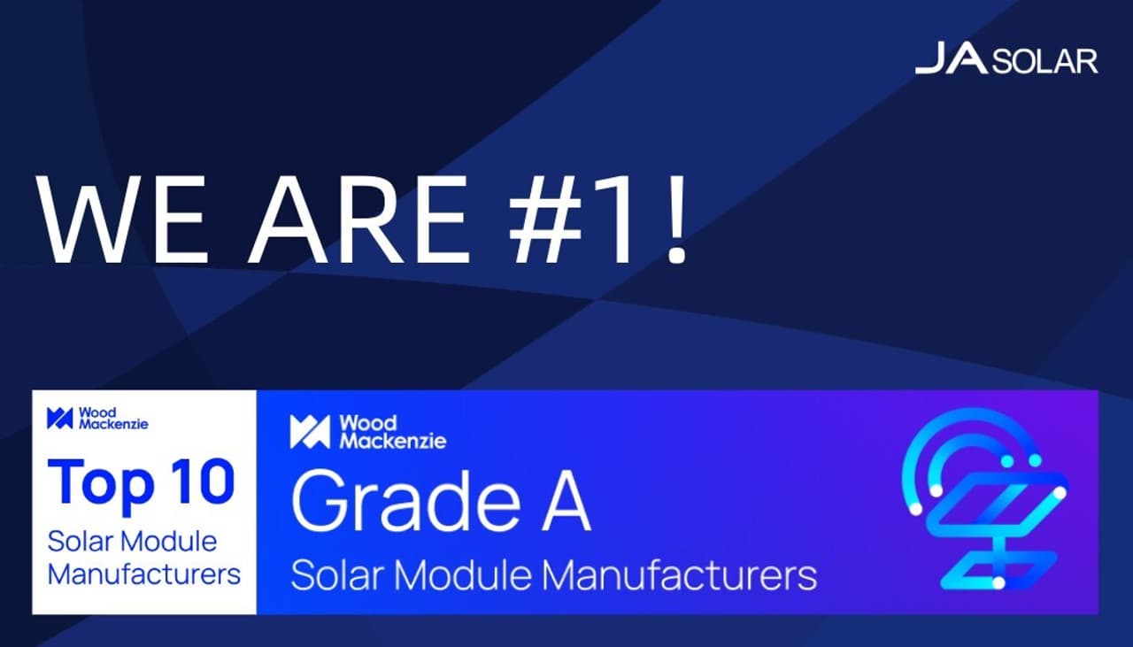 JA Solar Ranked No. 1 Global Solar Module Manufacturer by Wood Mackenzie
