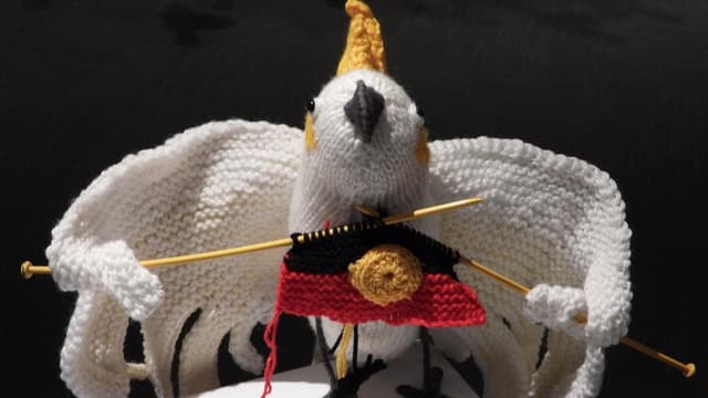 Birds of a feather knitted together by rural artist
