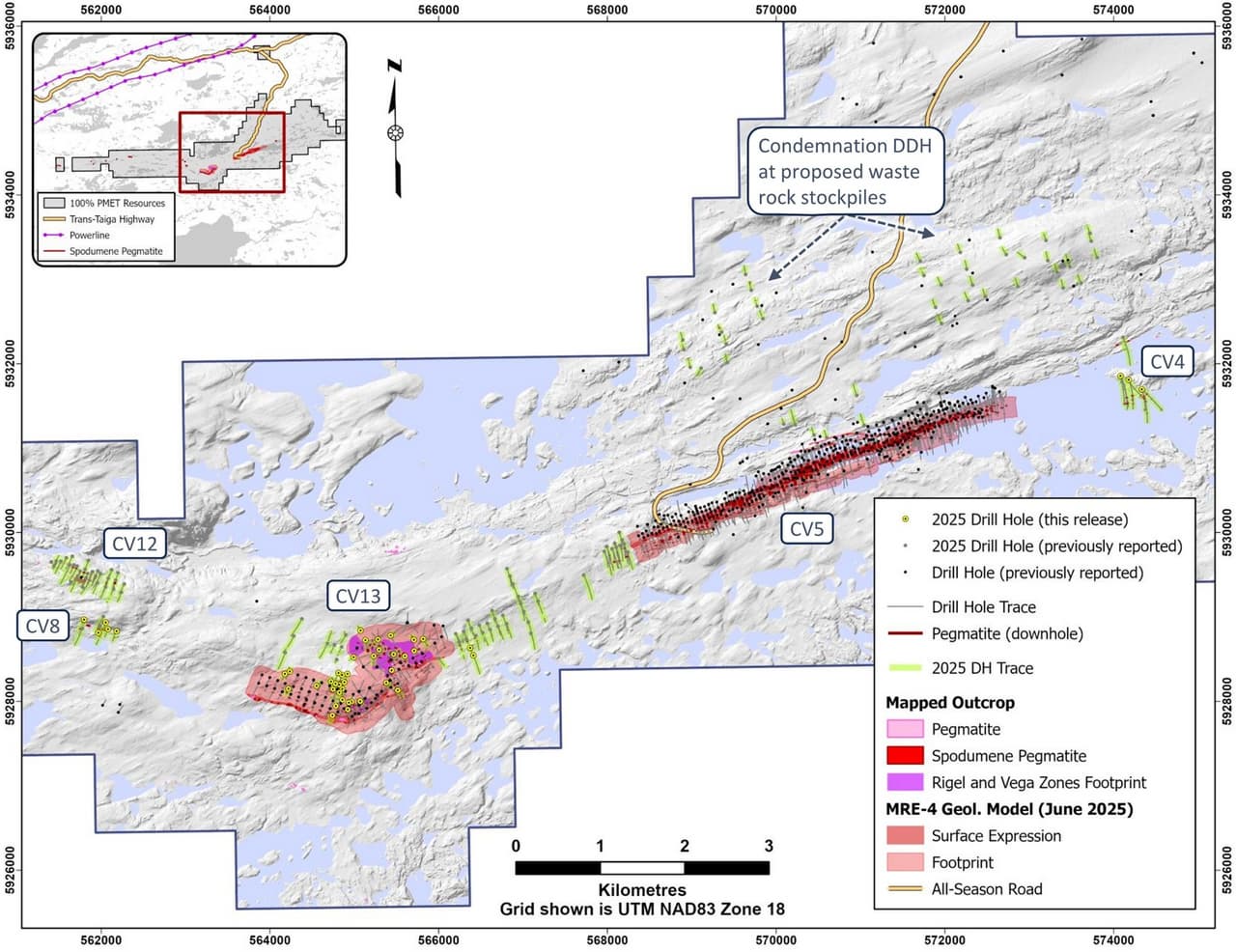Wide, High-Grade Lithium Intercepts at Vega Zone, and New High-Grade Discovery at CV13