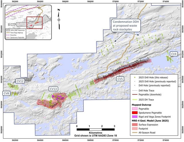 Wide, High-Grade Lithium Intercepts at Vega Zone, and New High-Grade Discovery at CV13