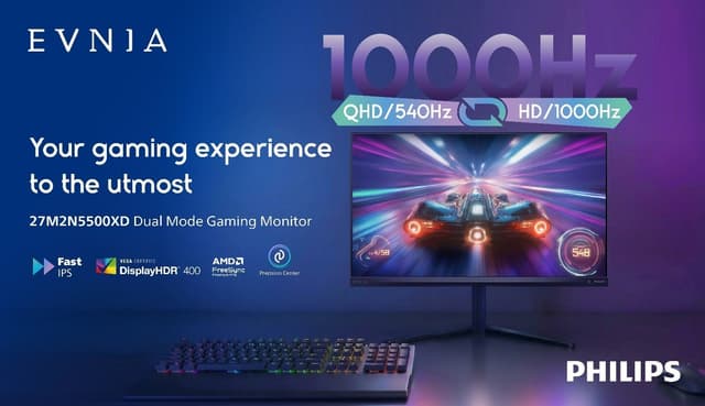 True 1000Hz Powerhouse: PHILIPS EVNIA Unleashes the World's First 1000Hz Dual-Mode Gaming Monitor 27M2N5500XD