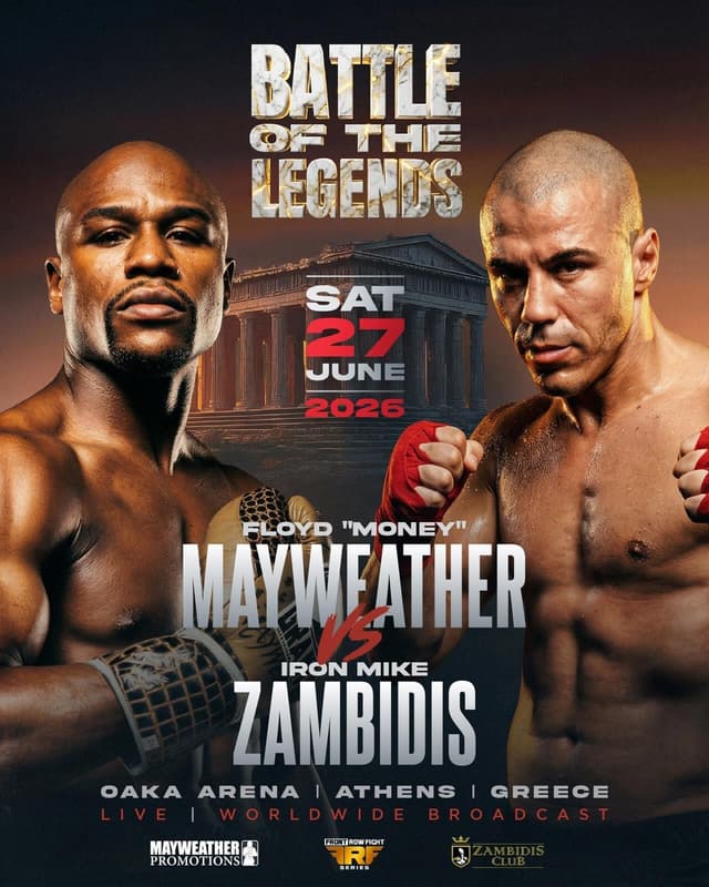 Floyd Mayweather Faces Greek Icon 'Iron' Mike Zambidis in Athens at BATTLE of the LEGENDS