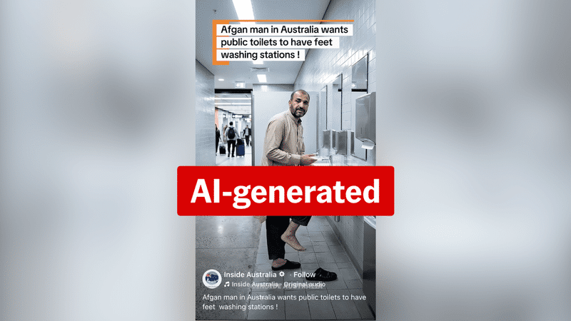 Video of Afghan Muslim man's public toilet complaint is an AI fake