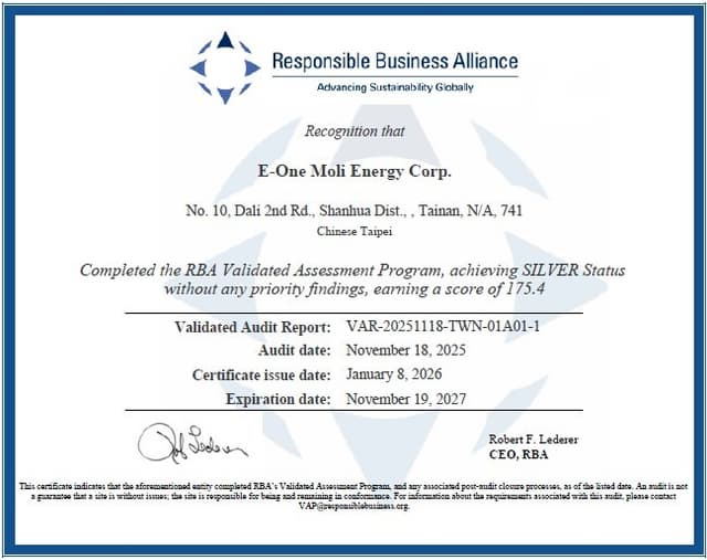 Molicel Achieves RBA Silver Status, Setting a New Benchmark for Ethical Battery Manufacturing