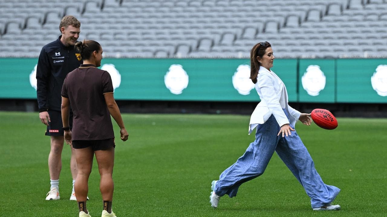 Up there Queen Mary: royal kicks goals in MCG debut