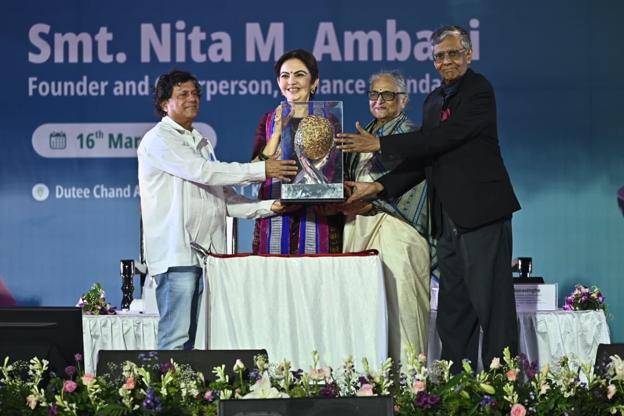 Smt. Nita M. Ambani, Founder and Chairperson of Reliance Foundation, Conferred Prestigious KISS Humanitarian Award 2025