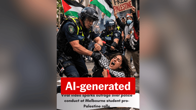 Palestine protest scuffle image an AI fabrication