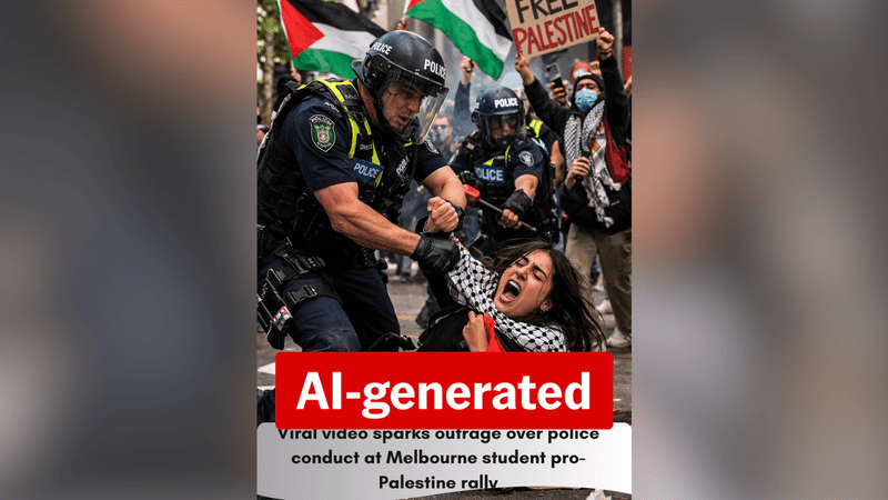 Palestine protest scuffle image an AI fabrication