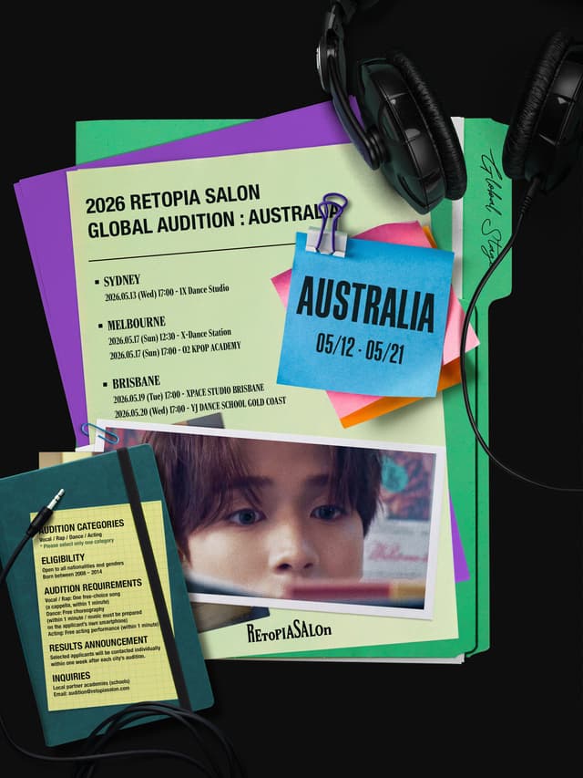 RETOPIA SALON, Founded by Former HYBE Executives Behind BTS's Global Success, to Hold K-POP Auditions in Sydney, Melbourne, and Brisbane This May, "Searching for Members to Debut in 2027"