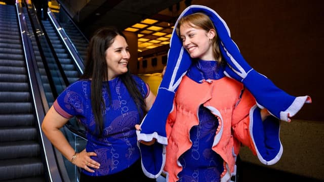 World-first knitted puffer makes runway at Fashion Week